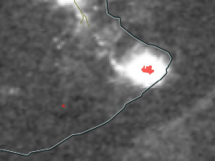 Image of VIIRS Day/Night Band and Thermal Anomalies from the Kilaeua Eruption