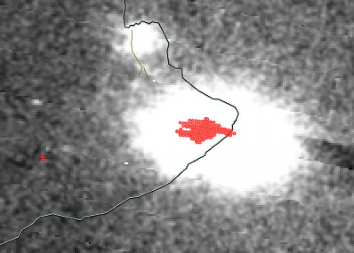 Image of VIIRS Day/Night Band and Thermal Anomalies from the Kilaeua Eruption