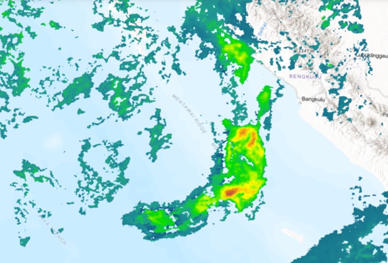 Scientific image of sulfur dioxide from the Krakatau eruption