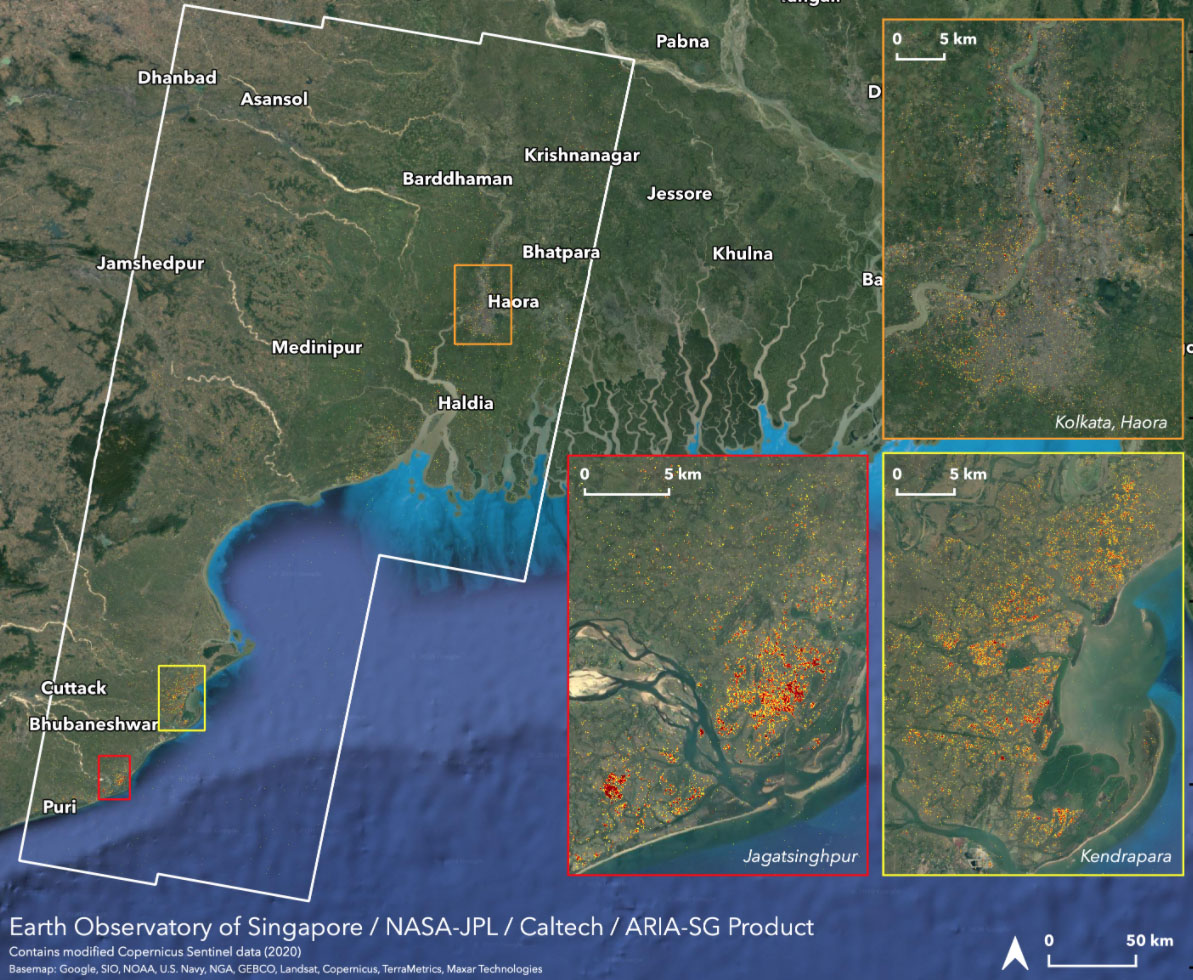 Damage proxy map of India & Bangladesh from Cyclone Amphan.