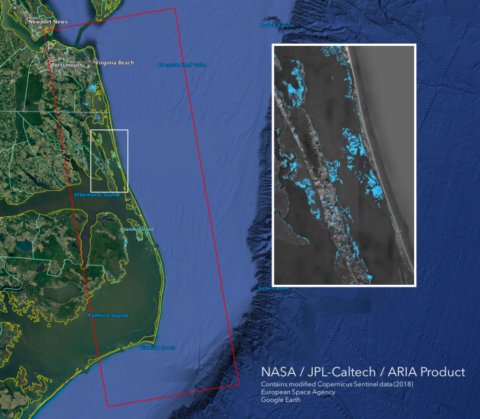 ARIA flood extent map from Virginia Beach to Dumand Shoals