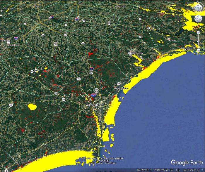 Google Earth image of flood detection map