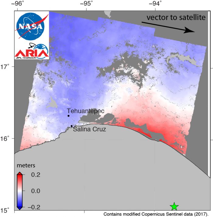 Radar image that Shows Ground Motion due to September 2017 Oaxaca-Chiapas Earthquake in Mexico