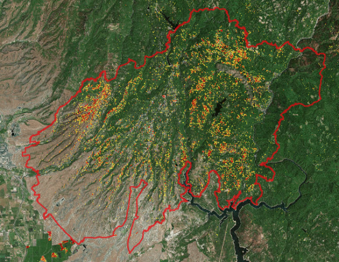 Camp Fire Damage proxy map of Pasadena, California. 