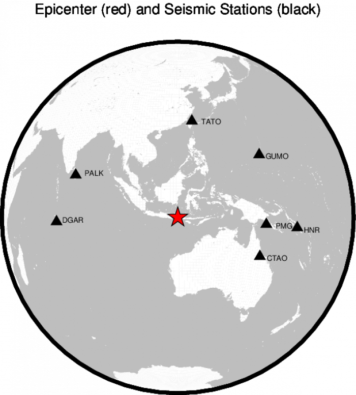 Image of epicenter and seismic stations of Lombok M7.0 Earthquake