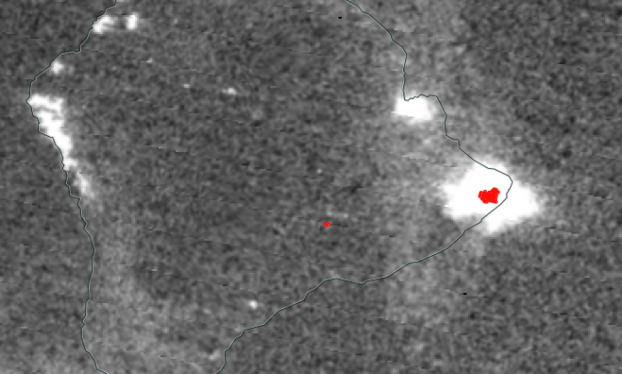 Image of VIIRS Day/Night Band and Thermal Anomalies from the Kilaeua Eruption