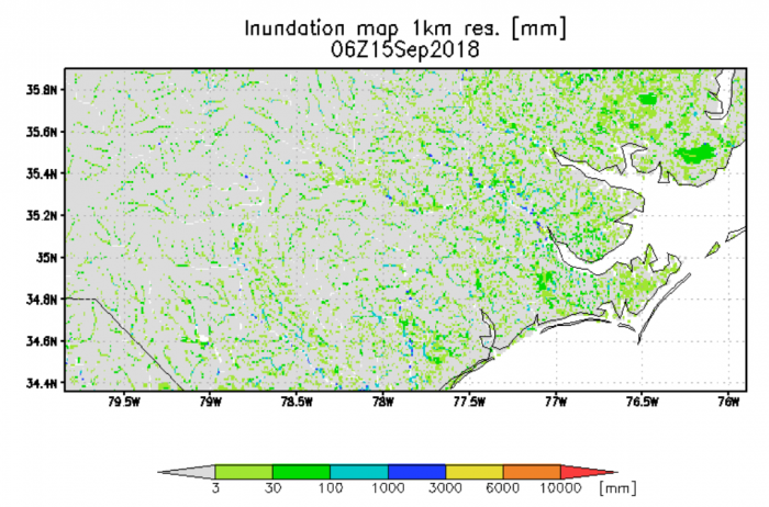 Image of GFMS flood inundation map of Hurricane Florence