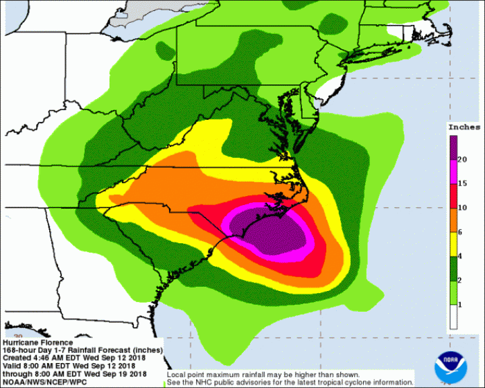 Image of NCEP seven day rainfall weather prediction 