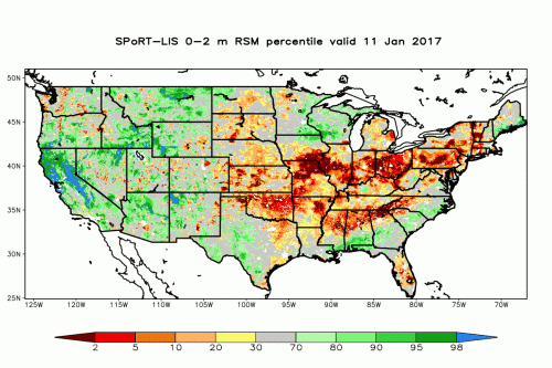 Map of column relative soil moisture percentile