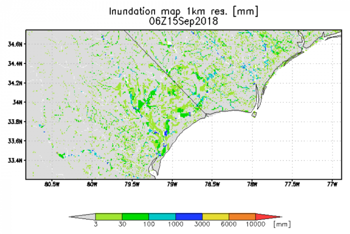 Image of GFMS flood inundation map of Hurricane Florence