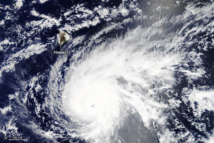 Visual of Moderate Resolution Imaging Spectroradiometer (MODIS) on NASA’s Terra satellite acquired this natural-color image of Hurricane Lane