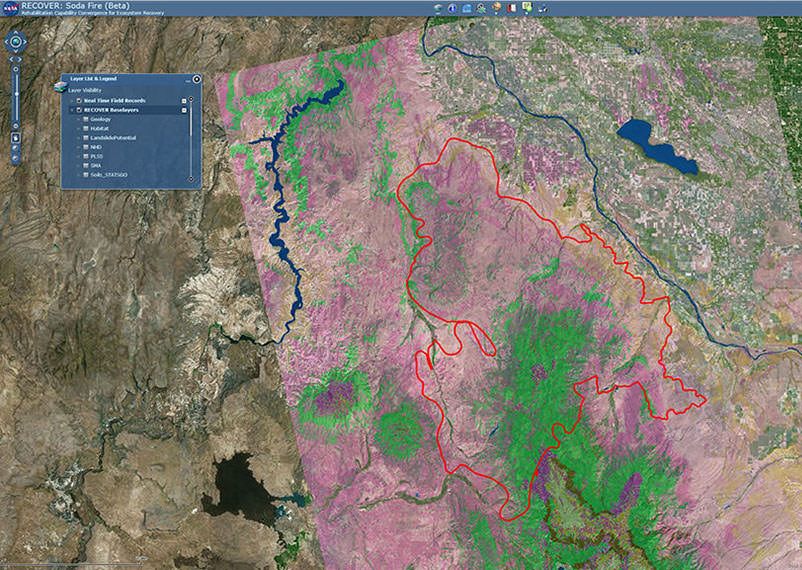 NASA RECOVER map of the 2015 Soda Fire