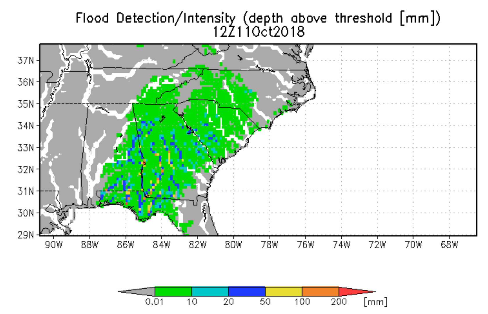 Flood and rain intensity forecast 