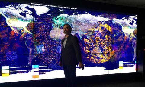 Hydrologist John D. Bolten in front of just one of NASA's many Earth science data sets