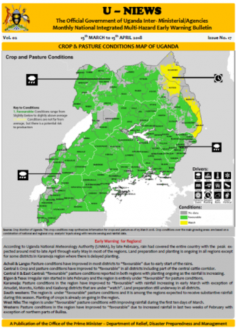 Image of map of U- NIEWS, Uganada news map of crop and pasture conditions