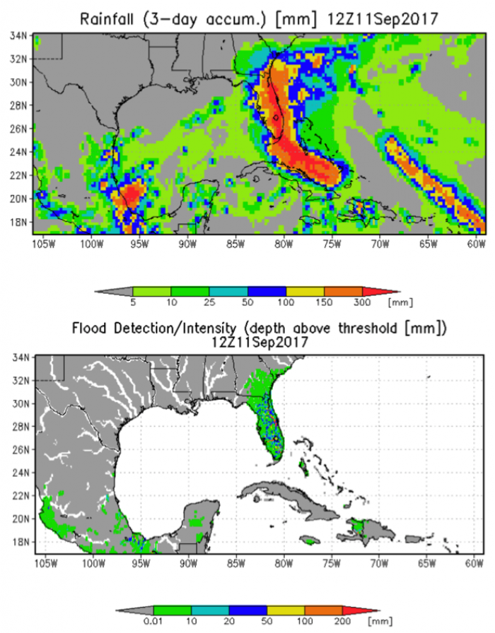 Radar image of rainfall 3 day accumulation.