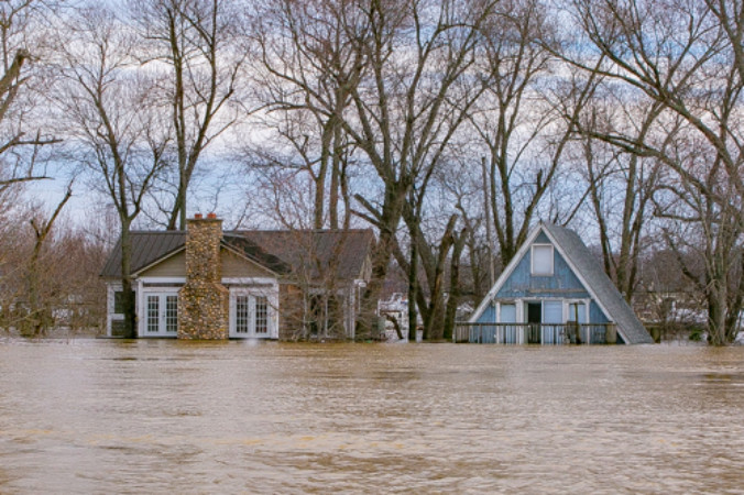 Ohio River flooding in downtown Louisville, February 2018.