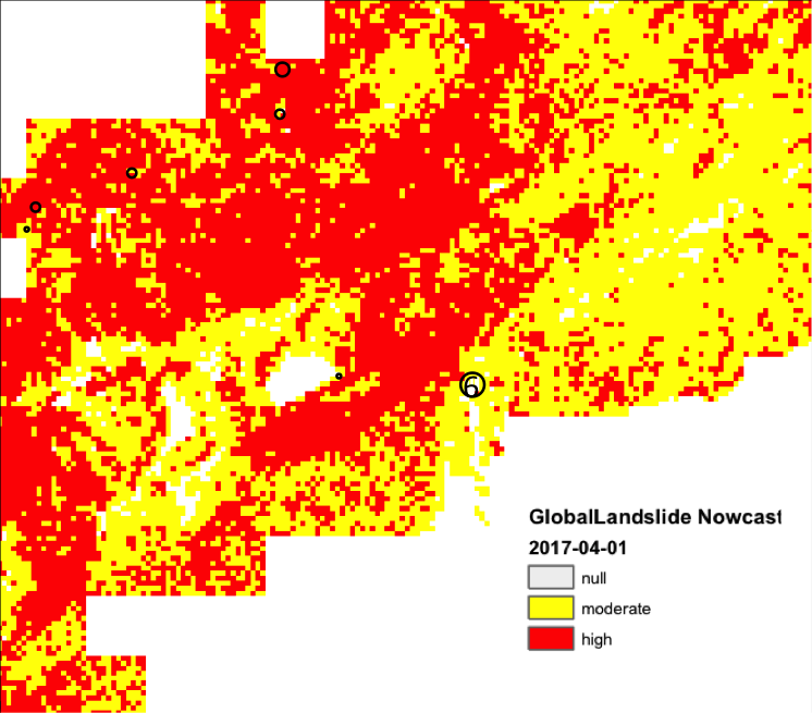 Image of near-realtime Landslide Nowcast