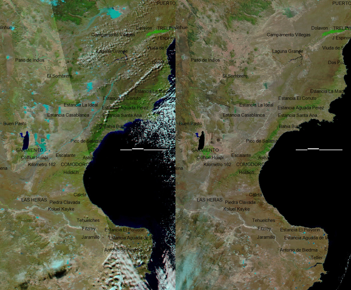 Image of map during flooding and pre flooding 