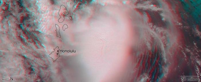 Image of Hurricane Lane via Stereo Anaglyph using MISR data