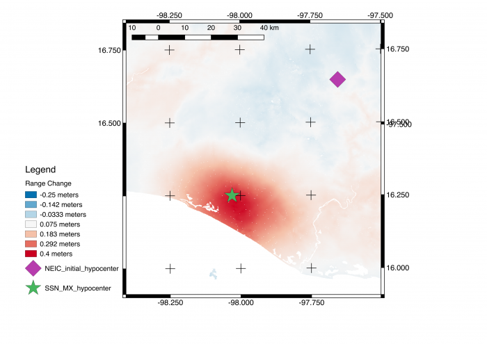 Image of InSAR map of deformation due to M7.2 Oaxaca Earthquake