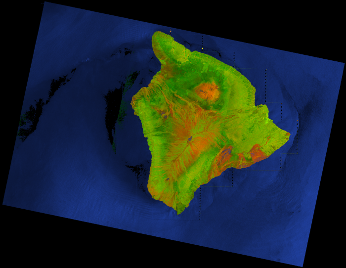 Image of interferograms for the recent volcanic eruption and earthquake that have occurred at the Kilauea volcano on Hawaii’s Big Island.