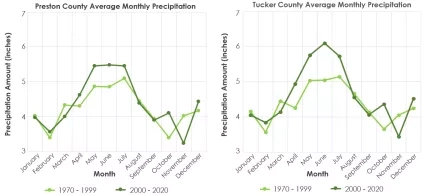 Monthly average precipitation time series