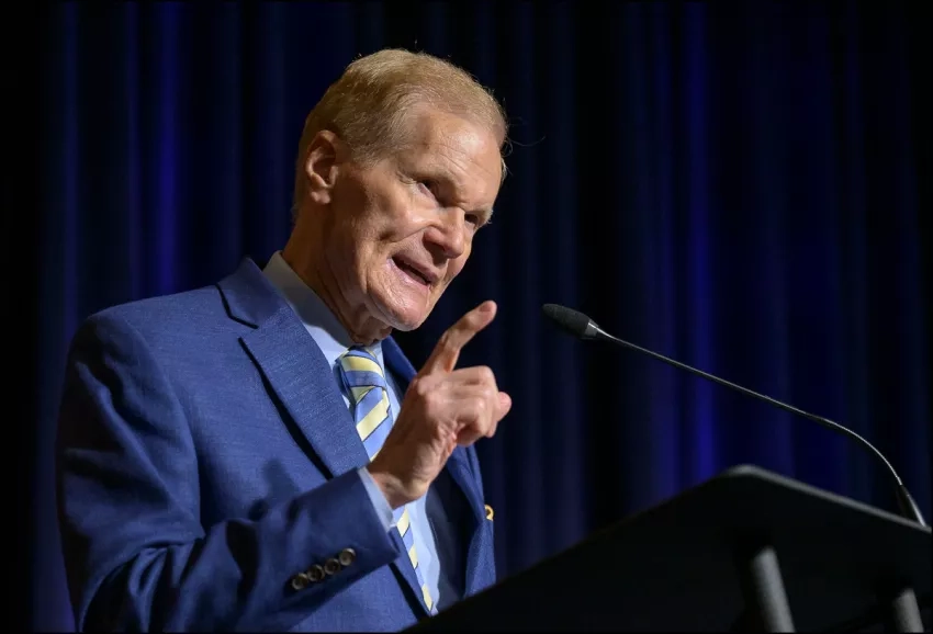 NASA Administrator Bill Nelson delivers remarks during an event launching the new Disaster Response Coordination System on Thursday, June 13, 2024, at the NASA Headquarters Mary W. Jackson Building in Washington, DC. NASA/Bill Ingalls