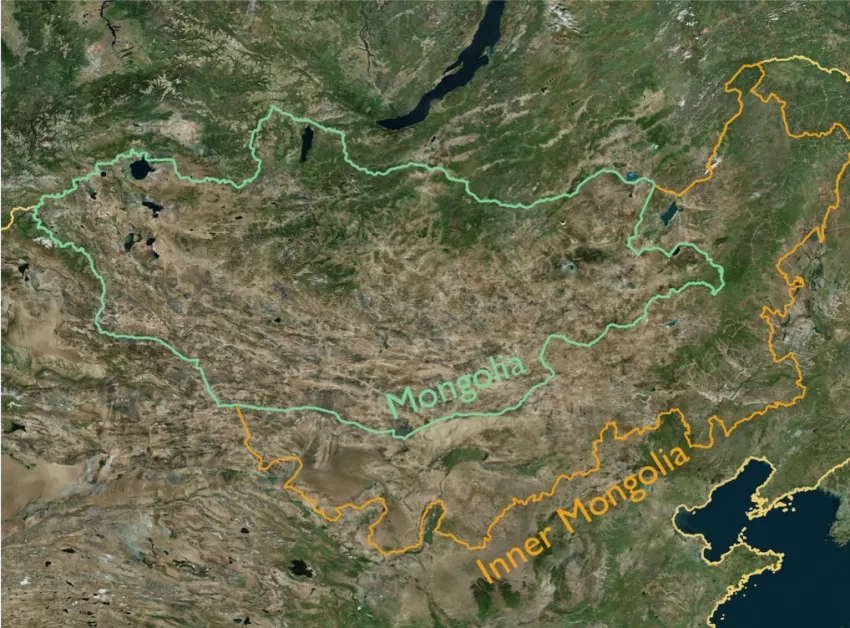 satellite map of Mongolia