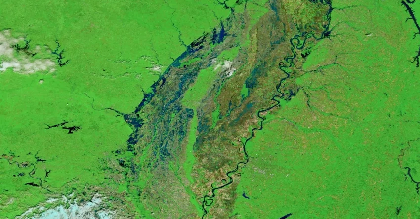 Floods in the midwest in 2017 as observed by MODIS.