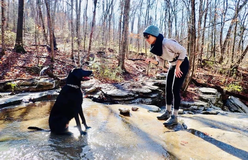 Photo of Andi Thomas and her dog