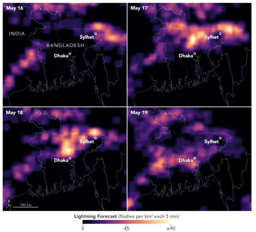 Scientific image of lightning forecasts