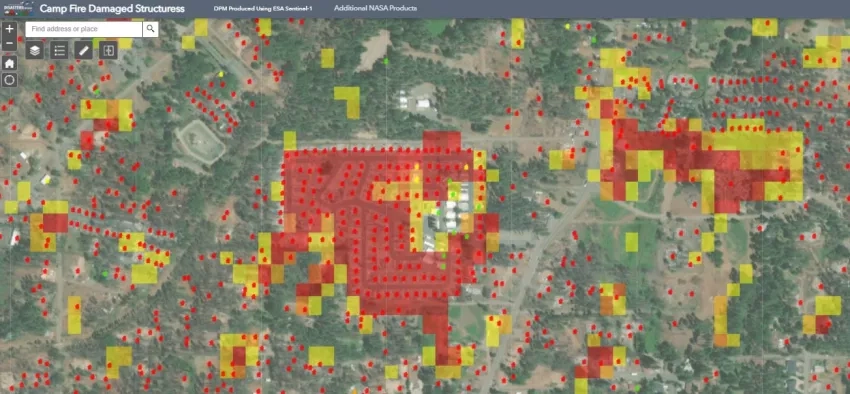 a map showing possible damage to buildings