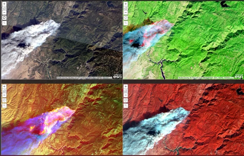 satellite imagery of a the 2018 Camp Fire