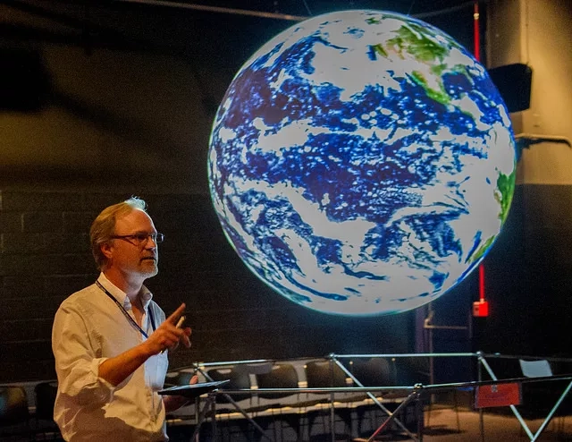 Scientists giving a presentation