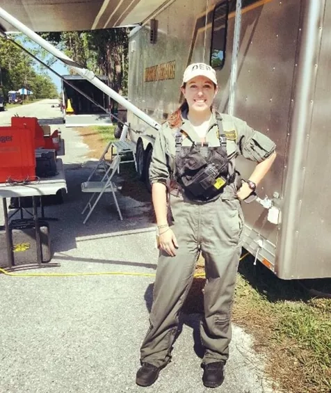 NASA Headquarters Disasters Coordinator, Jennifer Paris, pictured while serving as the emergency response manager for the Florida Department of Environmental Protection. In addition to that role, she was also a part of the State’s Environmental Response Team trained to respond to Chemical, Biological, Radiological, and Nuclear (CBRN) events. Credits: Jennifer Paris/NASA