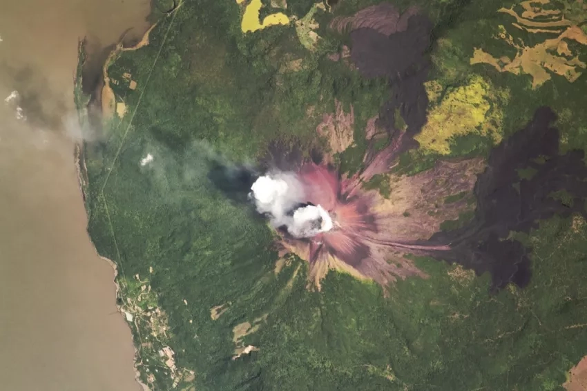 Image of the Momotombo Volcano in western Nicaragua taken from a crewmember aboard the International Space Station (ISS) on July 10, 2018 Credits: NASA