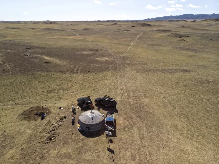 aerial view of Mongolian hut