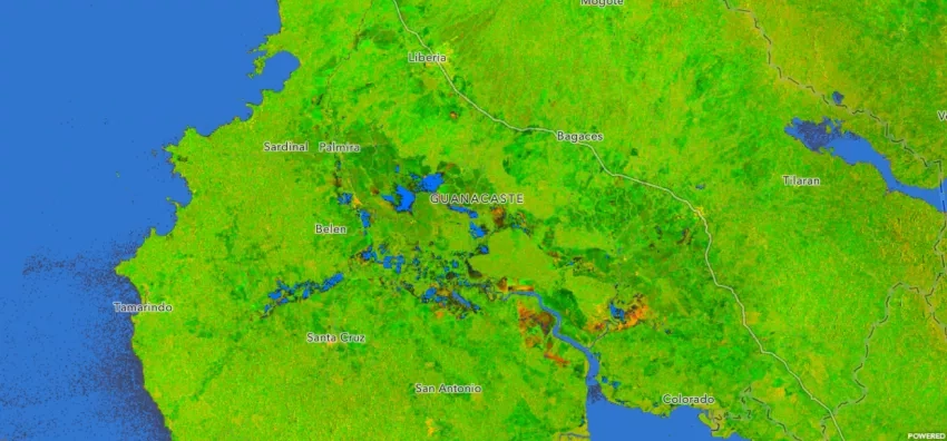 Map showing flooding in Costa Rica in Nov. 2024. 