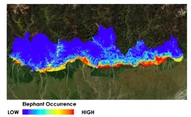 satellite image of Asian elephant habitat