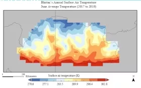 satellite image of Bhutan air temperatures