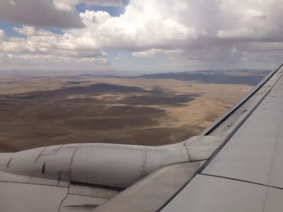 Photo of Mongolia out an airplane window