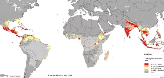 world map with highlighted regions to show areas of risk