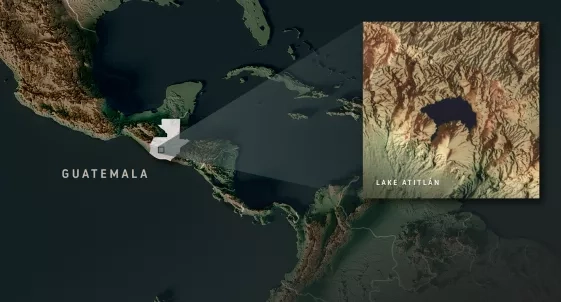 topographic map of Lake Atitlán