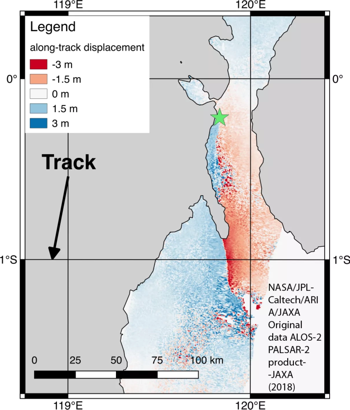 Image of maps of the deformation of Earth’s surface earthquake 