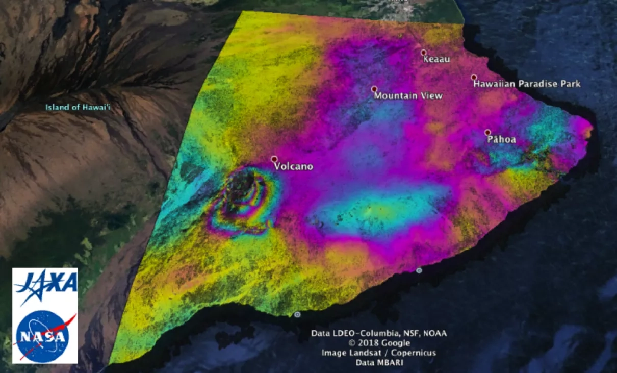 Image of JAXA ALOS-2 Interferograms from the Kilauea Eruption