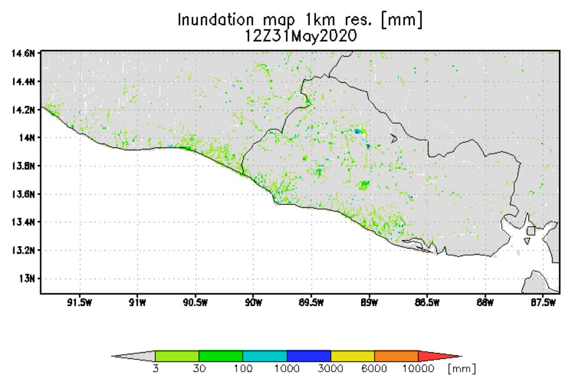 Flood map from tropical storm Amanda