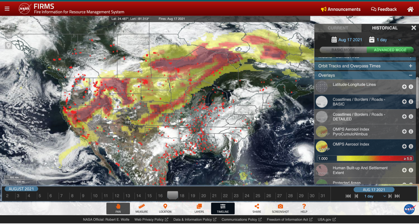 FIRMS map VIIRS and OMPS Clouds | NASA Applied Sciences