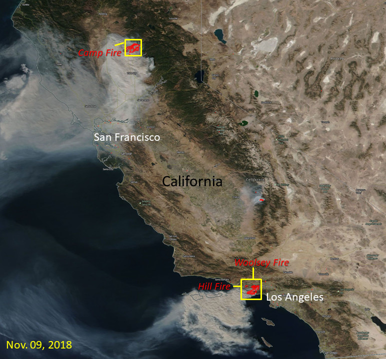 Nasa Near Real Time Viirs Products Show Extent Of California