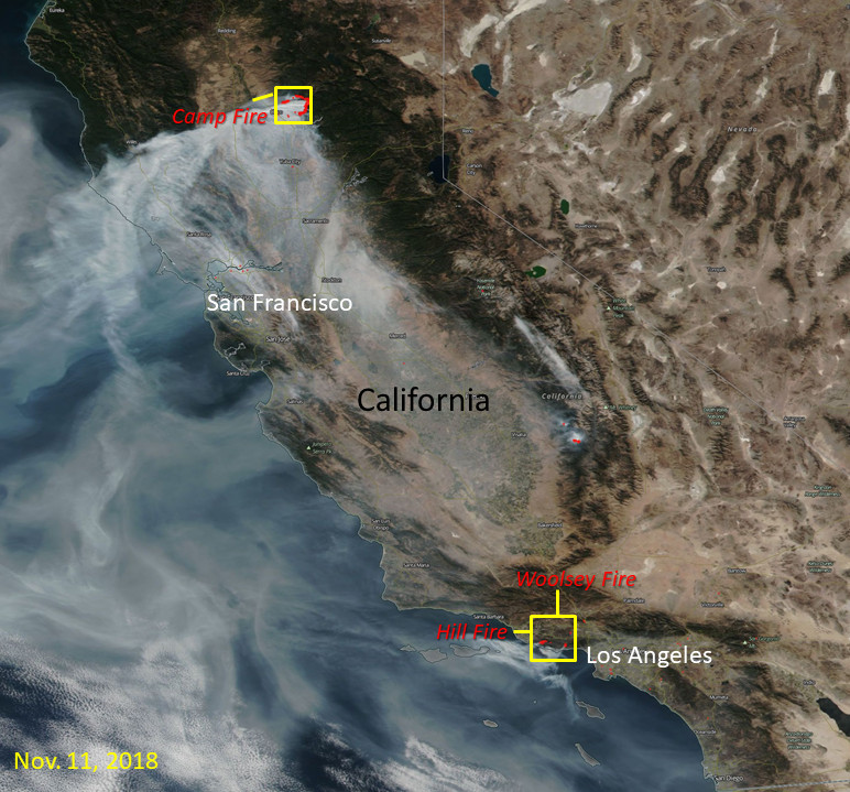 Nasa Near Real Time Viirs Products Show Extent Of California